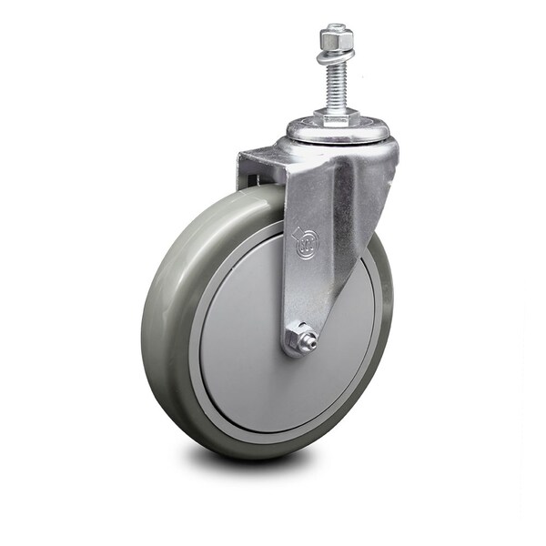 6 Inch Gray Polyurethane Wheel Swivel 10mm Threaded Stem Caster SCC